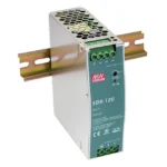 Mean Well EDR-120-24 DIN Rail Power Supply 24V 5A 120W front view showing slim metal chassis.