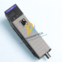 Front perspective of Allen-Bradley 1756-CNB ControlNet Bridge Module with status display and BNC connector