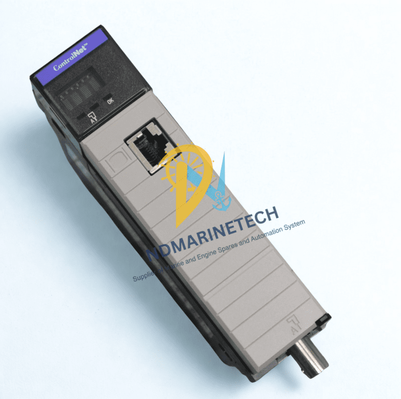ControlLogix 1756-CNB/E ControlNet Communication Bridge Front perspective of Allen-Bradley 1756-CNB ControlNet Bridge Module with status display and BNC connector
