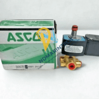 Brand new ASCO JPIS8317B307 24V DC solenoid valve displayed next to its original green and white ASCO manufacturing box.