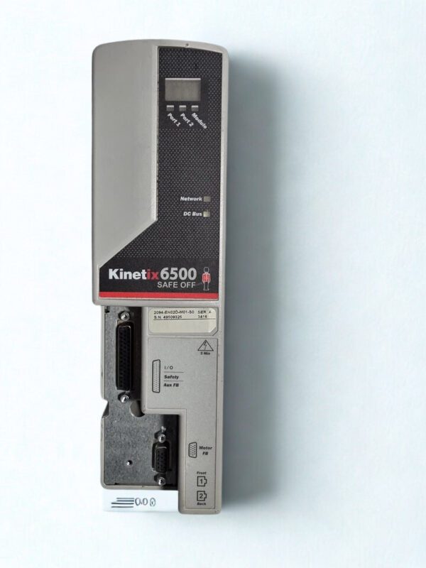 Allen Bradley Kinetix 6500 2094-EN02D-M01-S0 Front Panel Front view of Allen Bradley Kinetix 6500 Safe Off Control Module 2094-EN02D-M01-S0 showing status indicators and port labels.