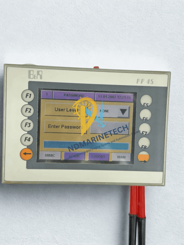 B&R 4PP045.0571-062 Functionality Test at NDMARINETECH Operational test of B&R 4PP045.0571-062 Power Panel 45 showing login screen and touchscreen functionality