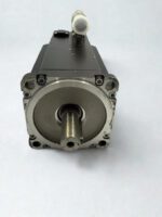 Front view of a B&R 8LSA44 synchronous servo motor featuring a keyed output shaft and standard mounting flange for industrial automation