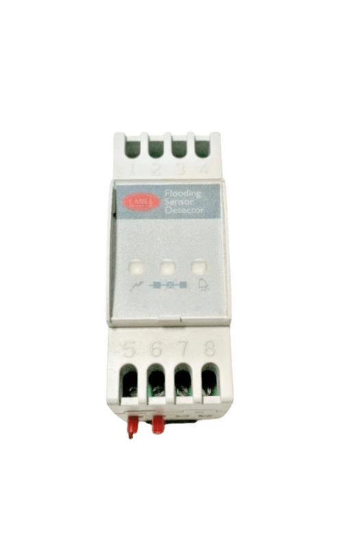 Carel FLOE000010 Status Indicator Display Top view of Carel FLOE000010 flooding sensor detector showing status LEDs