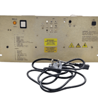 Front control panel of Elekta EIM PSU featuring status indicators and UPS warning labels