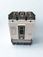 Front view of a Hyundai HGP250NA 3-pole 250A molded case circuit breaker showing the toggle switch in the OFF position and technical label