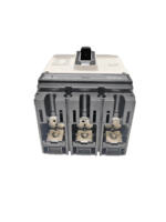 Top-down view of the 3-pole connection terminals on a Hyundai HGP250NA circuit breaker, highlighting the robust lug connectors