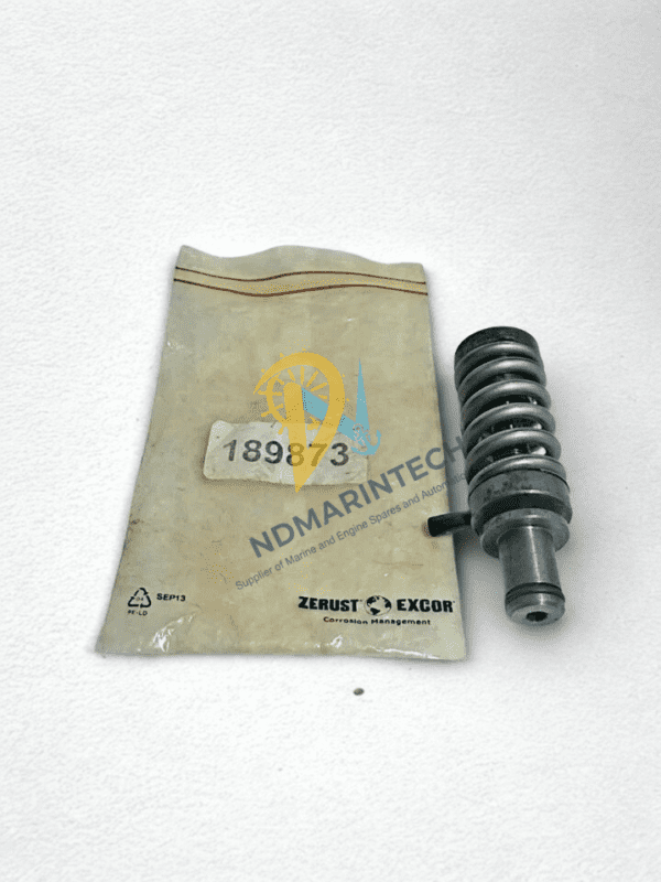 imo-g070-valve-element-189873-packaging IMO G070 Valve Element 189873 positioned next to its Zerust Excor corrosion-protected packaging, showing the authentic part number label and industrial finish.