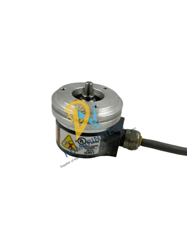 Industrial Build Quality of Kübler 8.KIS50.B15B.0360.0050 Side view of Kübler 8.KIS50 encoder showing UL Listed certification and robust metal housing