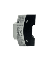 Technical specification label for Lutron QSPS-DH-1-75 showing 100-277V input and 24V 2.5A output ratings
