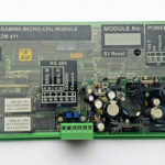Top-down view of a Lyngso Marine ZM 411 Gamma Micro CPU Module used in marine automation systems, featuring integrated circuit boards and communication interfaces