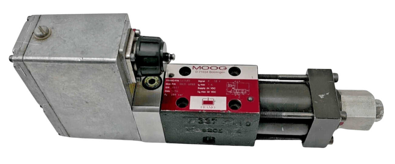 moog-d635-606b-framo-a11592-proportional-valve Complete assembly of the Moog D635-606B (Framo P/N A11592) Direct Drive Servo Proportional Valve with electrical connector