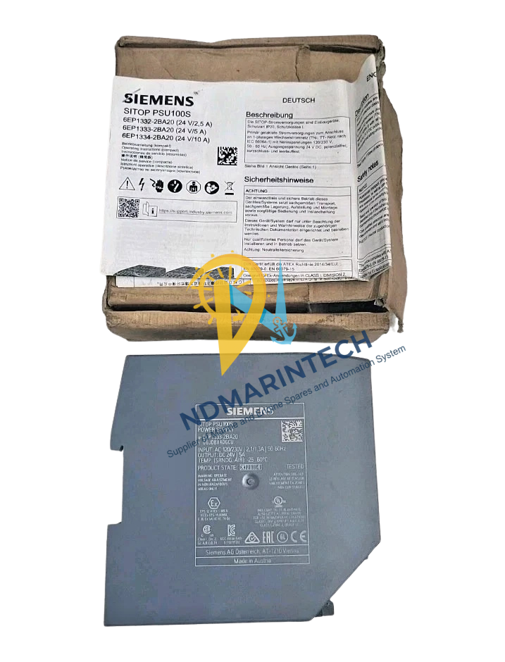 Siemens 6EP1333-2BA20 Side profile of Siemens 6EP1333-2BA20 SITOP PSU100S stabilized power supply for DIN rail mounting