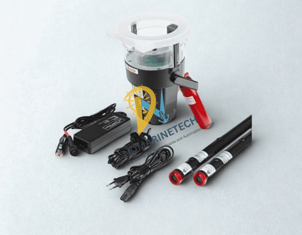 solo-461-001-cordless-heat-detector-tester-kit-nd-marinetech Solo 461-001 cordless heat detector tester kit featuring the 461 test head, two Solo 770 battery batons, and a Solo 727 fast charger for professional marine fire system inspections