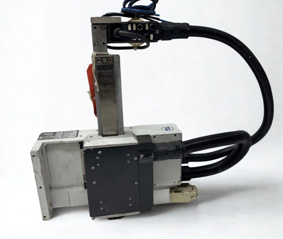 WEISS HP140TBB High-Precision Handling Unit - Full View Complete WEISS HP140TBB High-Precision Pick & Place Handling Unit with linear motor and cable assembly on a white background
