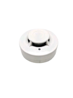Fully assembled WELS WSD 813-2/L photoelectric smoke detector in white, showing the sensing chamber, LED indicator