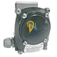Isometric view of the black WW EUROVALVE ITS-100 position monitoring switch with cable gland and secure bolted cover