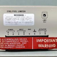 Woodward 2301 Fuel Limiter Module Part Number 8271-518 showing terminal connections and limit adjustment dial