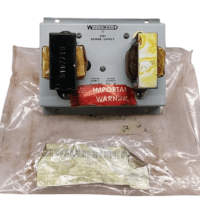 Woodward 2301 Power Supply 8270-201 M displayed on its original protective plastic packaging with visible inventory barcodes for marine automation stock