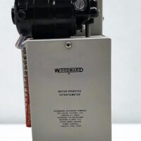 Full assembly of the Woodward 8271-124 G Motorized Potentiometer with motor mounted on a grey industrial housing