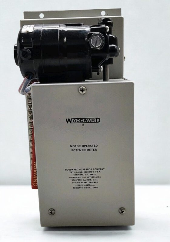 Woodward 8271-124 G Complete Industrial Control Unit Full assembly of the Woodward 8271-124 G Motorized Potentiometer with motor mounted on a grey industrial housing