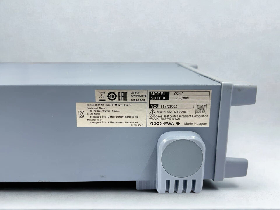Yokogawa GS210-7-Q/MON Model Details Yokogawa GS210 model label and serial number