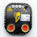 Top-down view of the A6099-17 High Voltage Tank showing the clearly marked Anode and Cathode terminals, GND connection, and oil fill port.