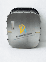 Bottom view of the A6099-17 High Voltage Tank assembly featuring the metallic base plate and perimeter mounting holes for secure industrial tank installation.