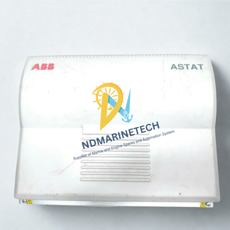 ABB-DASD-103-3ASC25H283-ASTAT-Crane-Motion-Controller Front view of ABB DASD 103 3ASC25H283 ASTAT motion controller unit for industrial crane systems, featuring official ABB and ASTAT branding.