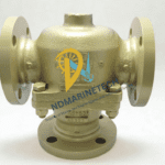 Complete assembly of the AMOT 2BCSJ12003 thermostatic control valve used in marine engine cooling and oil circuits.
