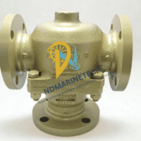 Complete assembly of the AMOT 2BCSJ12003 thermostatic control valve used in marine engine cooling and oil circuits.