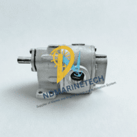 Internal view of BSM 713-4-1 gear pump through the 1 inch NPT port showing precision steel gears