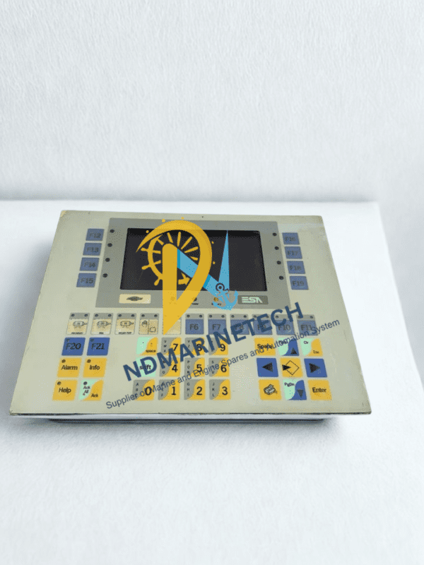 ESA VT310WA0000 Operator Panel Angled View Angled front view of the ESA VT310WA0000 marine HMI interface illustrating the industrial membrane keypad layout and function keys