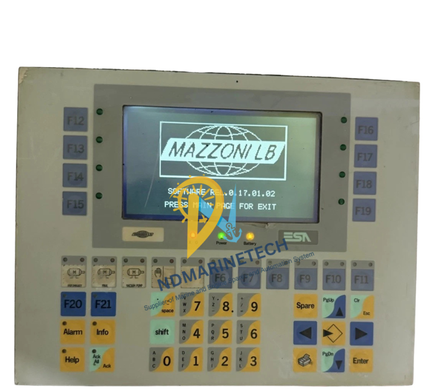 ESA VT310WA0000 HMI Panel Front View Front view of ESA VT310WA0000 VT310W Rev:1 HMI operator panel powered on, showing the membrane keypad and active LCD display