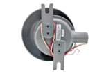 The rear view of the 340EX-8N5 signaling device featuring two heavy-duty mounting lugs and red and white electrical lead wires.