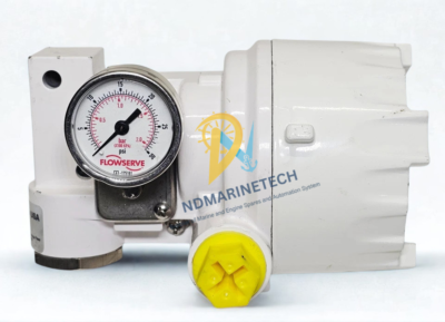 Flowserve I/P Transducer 0-30 PSI Pressure Gauge Front View Flowserve NT3000 Transducer showing PSI and Bar Pressure Gauge