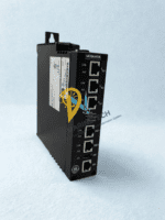 Front communication faceplate of the GE IS220UCSAH1A processor module detailing R, S, T IONet RJ45 ports, ENET connections, and diagnostic LED status indicators.