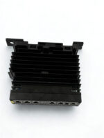 Top view of the IS420UCSBS1A UCSB Controller highlighting the rugged fanless black aluminum heat sink fins for thermal management