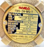 Technical nameplate of Hanla FMS-2H-WS-T showing 10 bar pressure rating, 180°C temperature limit, and ABS approval.