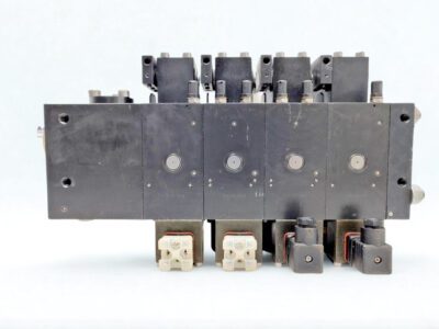 Hawe Hydraulik PSV Series Electrical Connections and Actuators Side Profile of Hawe PSV 6 1/235-5 Valve showing EA2 Electro-Hydraulic Actuators and Solenoid Plugs