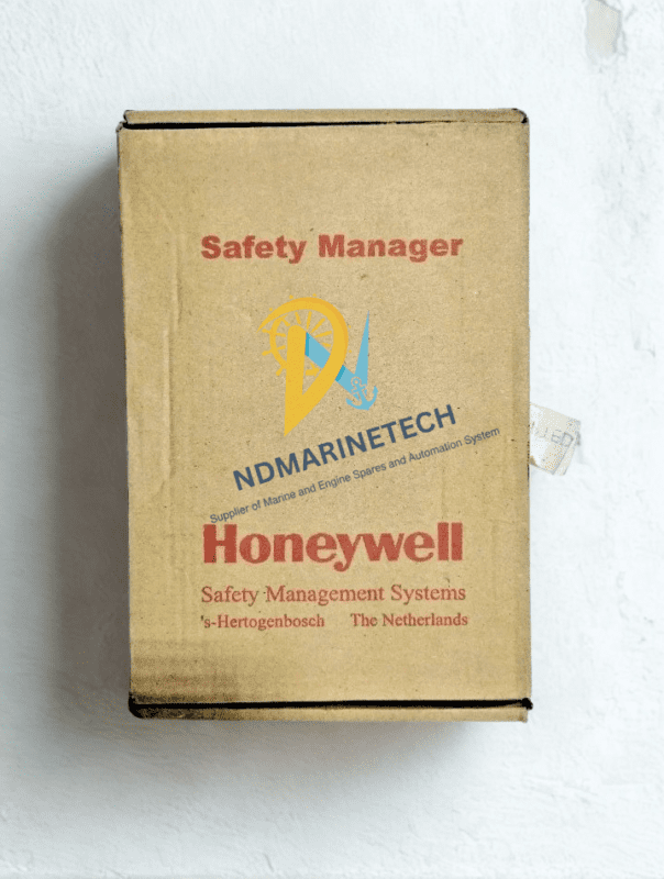 Honeywell Safety Manager original packaging box The original cardboard shipping box for the Honeywell Safety Management Systems, indicating the product origin from 's-Hertogenbosch, The Netherlands.