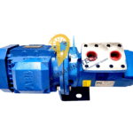 Complete 2021 model IMO ACD 025N6 NVBP screw pump with integrated ABB electric motor for marine fuel transfer.