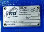 IMO AB Stockholm Sweden nameplate for ACE 025L3 NTBP serial number 17039359 manufactured in 2017