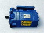 Side view of IMO ACE 038N3 NTBP three-screw pump showing manufacturer nameplate and flow direction arrows.