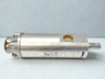 Horizontal profile of the IMO E4 045N1 LEJE pump demonstrating the compact design and flow direction indicator.
