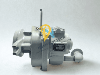 Japan Air Motor JAM-1.5PE-450DR Reversible Pneumatic Motor Full View Complete assembly of the Japan Air Motor Co. JAM-1.5PE-450DR reversible air motor featuring industrial grey corrosion-resistant finish.