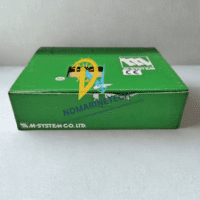 Green original manufacturer packaging for M-System Co. Ltd. signal isolator with CE certification mark.