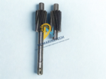 A complete replacement gear set for a Roper 2AM 27 pump, featuring one long drive shaft with a keyway and one shorter idler shaft, both fitted with heavy-duty helical gears.