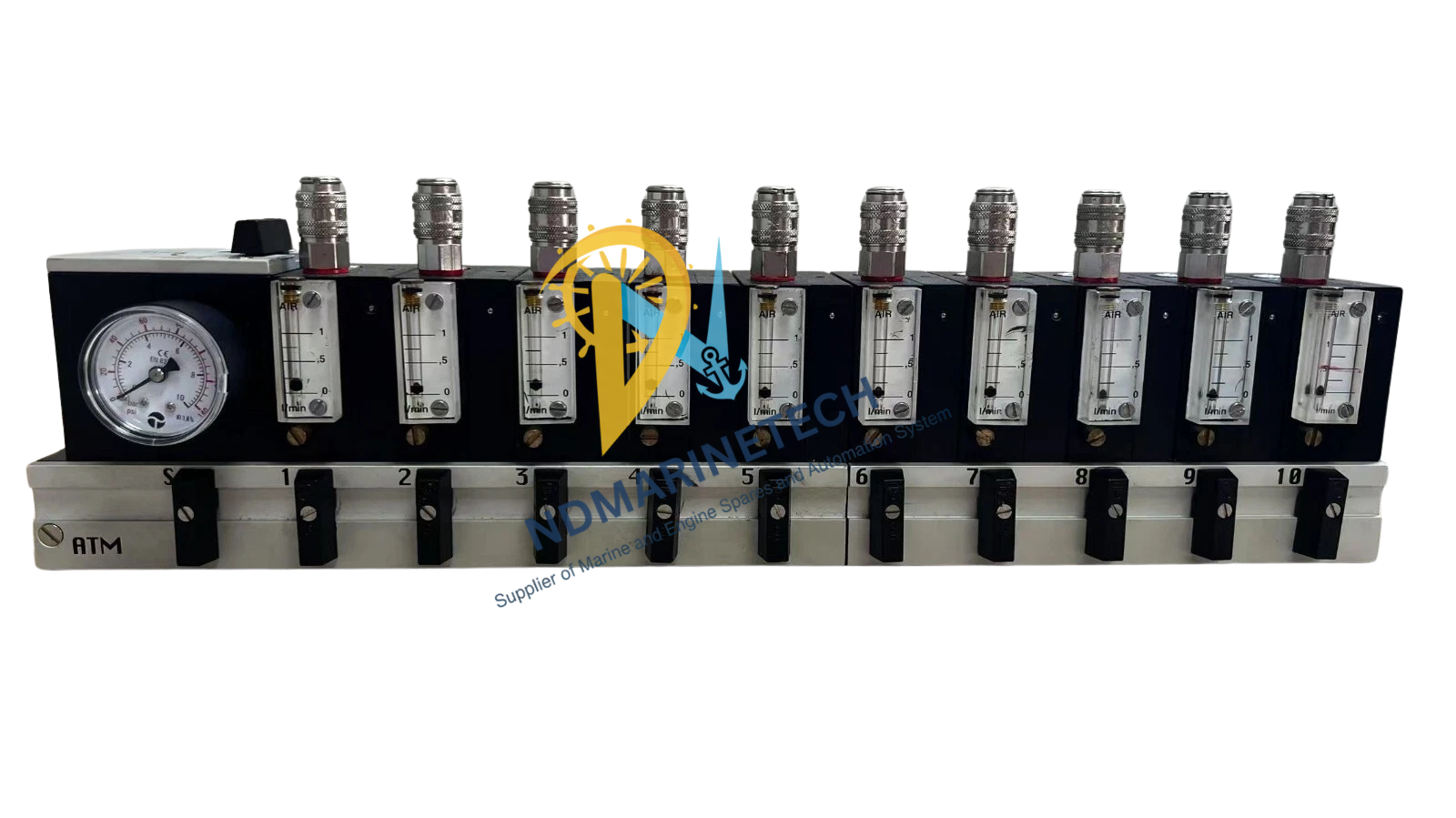 SF Control LD 100S LevelDatic Front assembly of SF Control LD 100S LevelDatic with 10-channel air flow meters and master pressure gauge for tank gauging