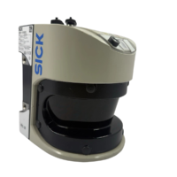 Side view profile of the SICK LMS511 series 1057618 LiDAR sensor with heavy-duty mounting points for industrial installation